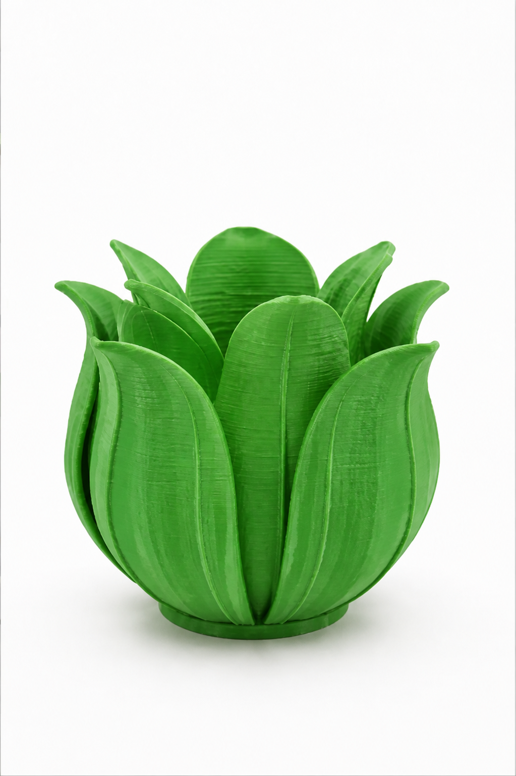 3D Baskı Lotus Yapraklı Vazo - Dekoratif Çiçeklik-Yeşil
