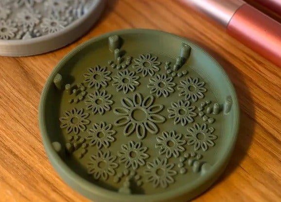 3D Baskı Makyaj Fırçası Temizleme Matı Dokulu Silikon Alternatifi Fırça Temizleyici Palet - Yeşil