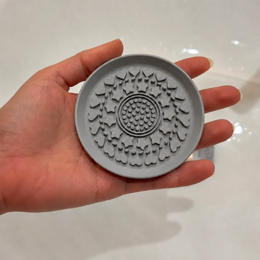 3D Baskı Makyaj Fırçası Temizleme Pedi - Desenli Aparat-Gri