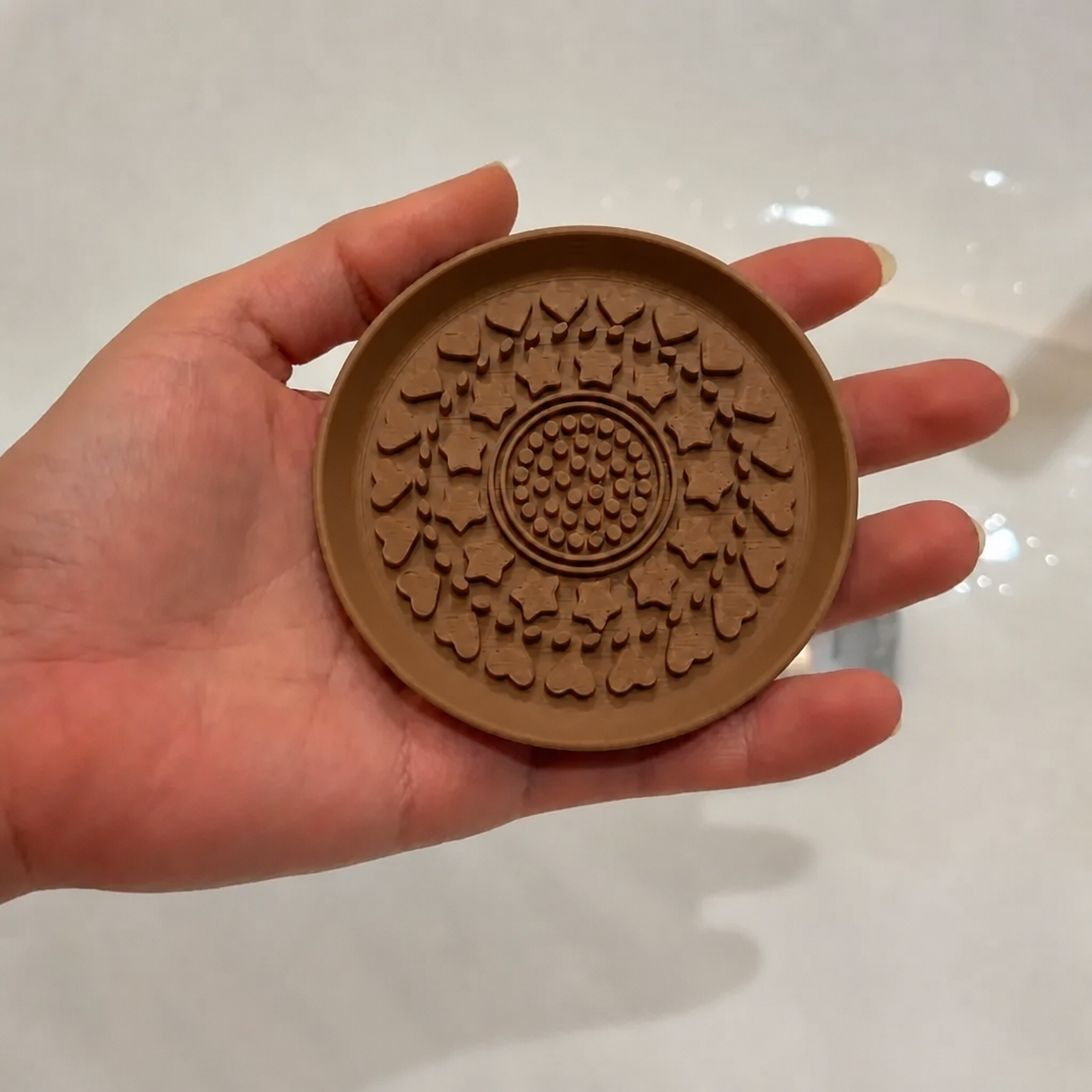 3D Baskı Makyaj Fırçası Temizleme Pedi - Desenli Aparat-Kahverengi