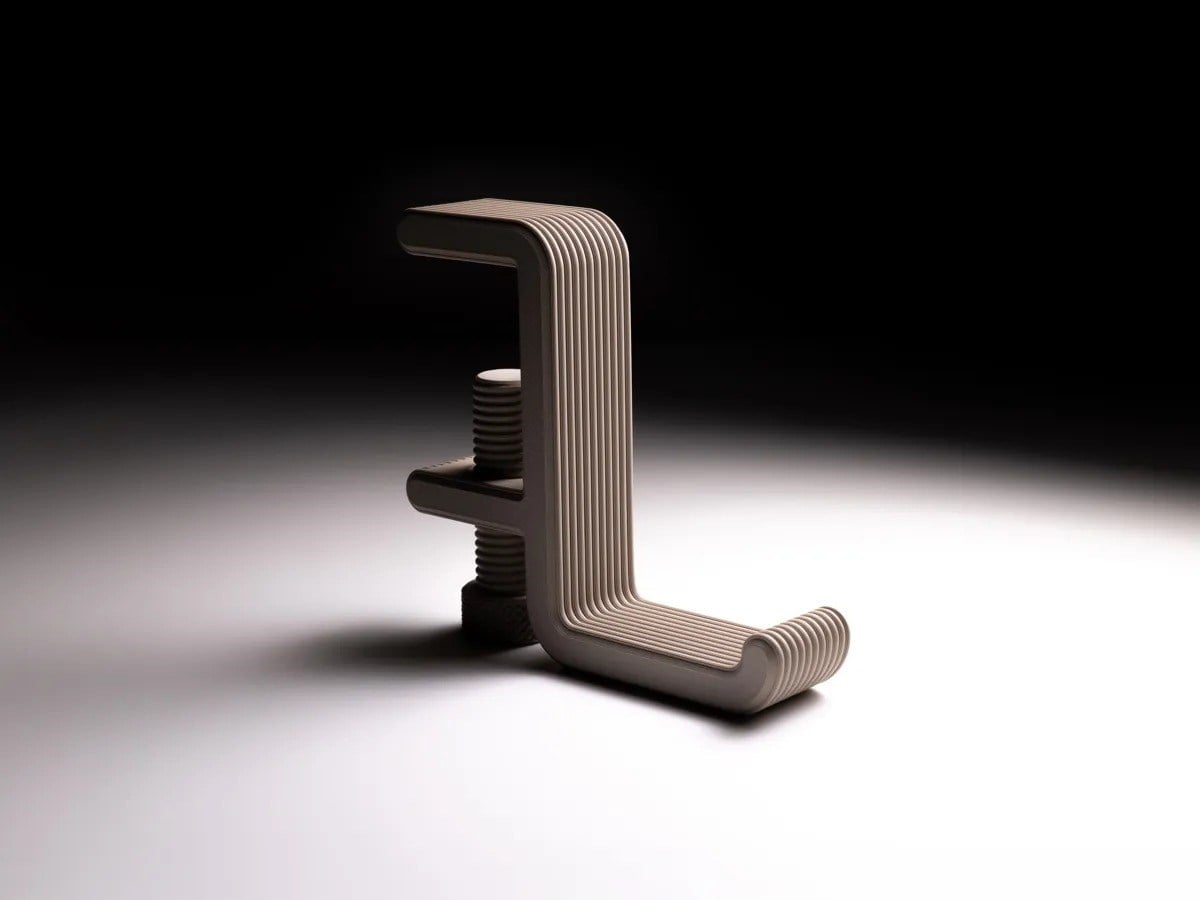 3D Baskı Masa Kenarı Kulaklık Askısı Çizgili Kulaklık Tutucu Sıkıştırmalı Kulaklık Askısı 10-40 mm Masa - Gri