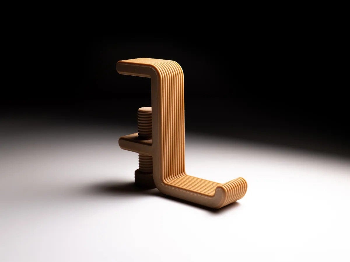 3D Baskı Masa Kenarı Kulaklık Askısı Çizgili Kulaklık Tutucu Sıkıştırmalı Kulaklık Askısı 10-40 mm - Turuncu