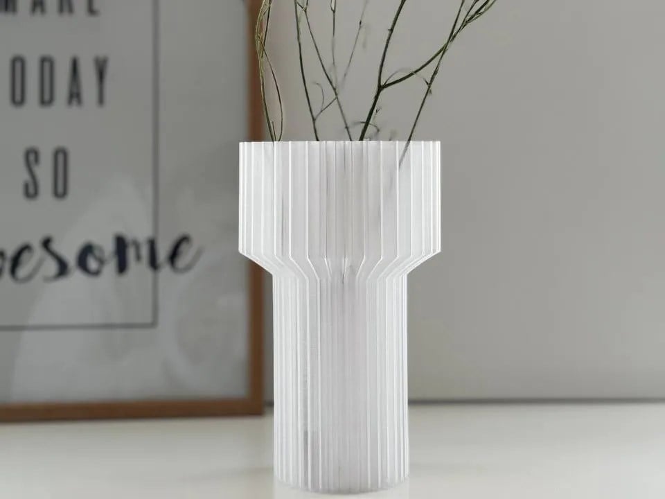3D Baskı Modern Dekoratif Çiçek Vazosu - Minimal Silindir Tasarımlı Masaüstü Vazo, Ev ve Ofis Dekoru-Şeffaf
