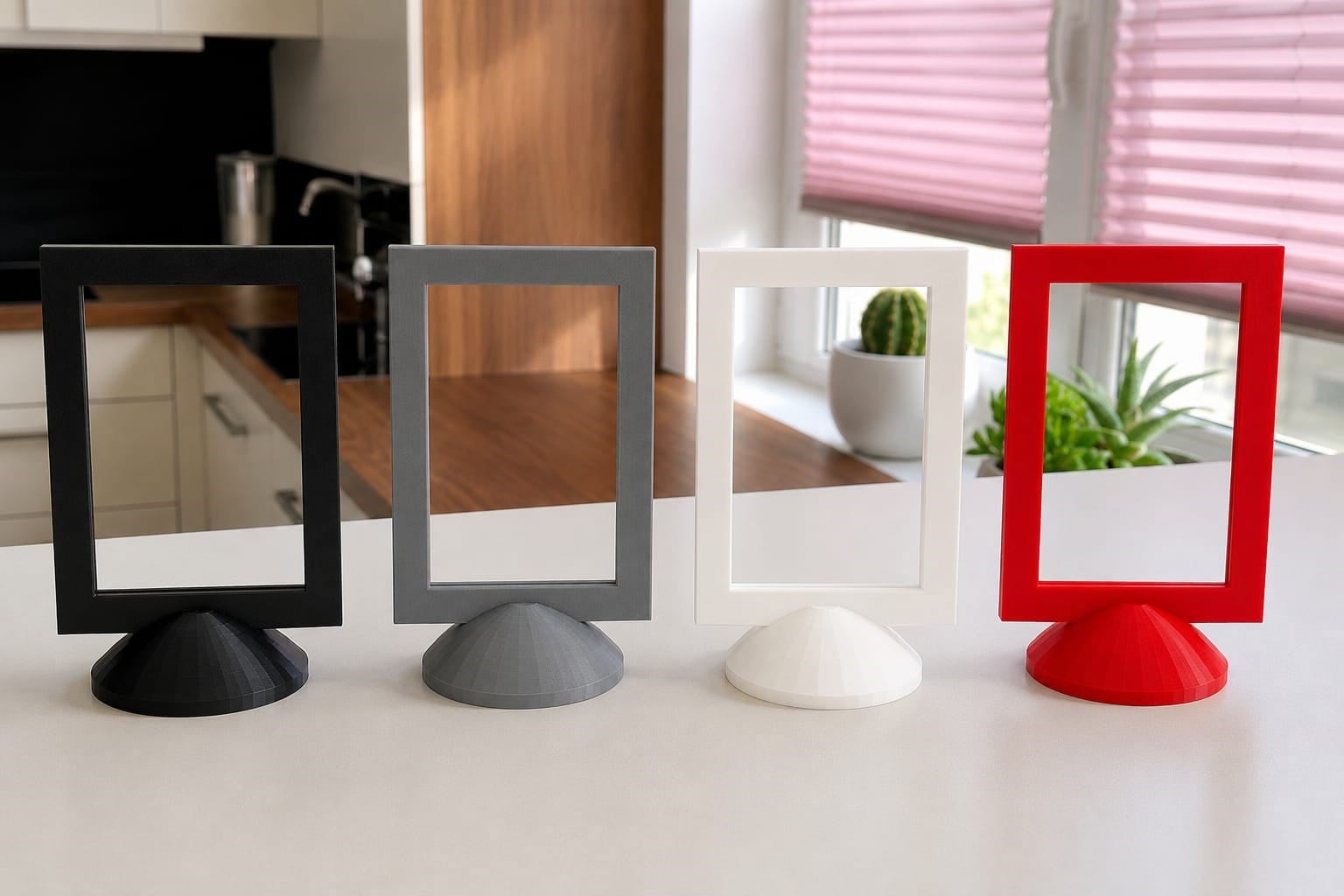 3D Baskı Modern Fotoğraf Çerçevesi - Masaüstü ve Raf Üstü Dekoratif Resimlik-Kırmızı