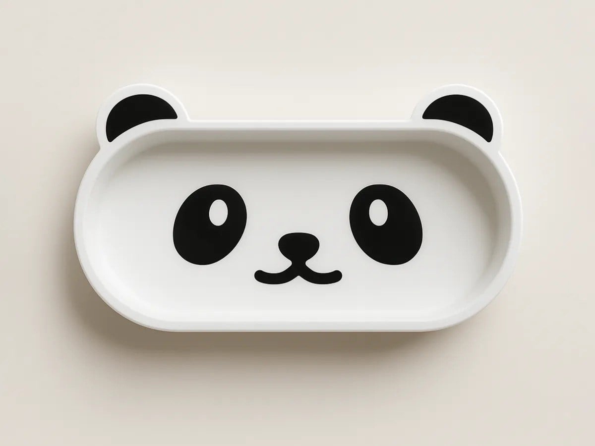 3D Baskı Panda Gözlük Tepsisi Sevimli Masaüstü Gözlük Tutucu ve Kalemlik Tepsisi Beyaz Siyah