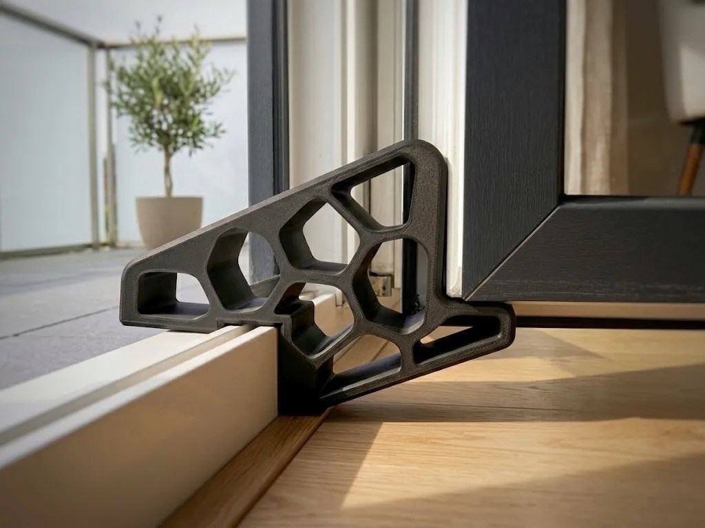 3D Baskı Pencere ve Balkon Kapısı Stoperi Ray Kilitli Kapı Takozu Rüzgar Engelleyici Pencere Tutucu - Siyah