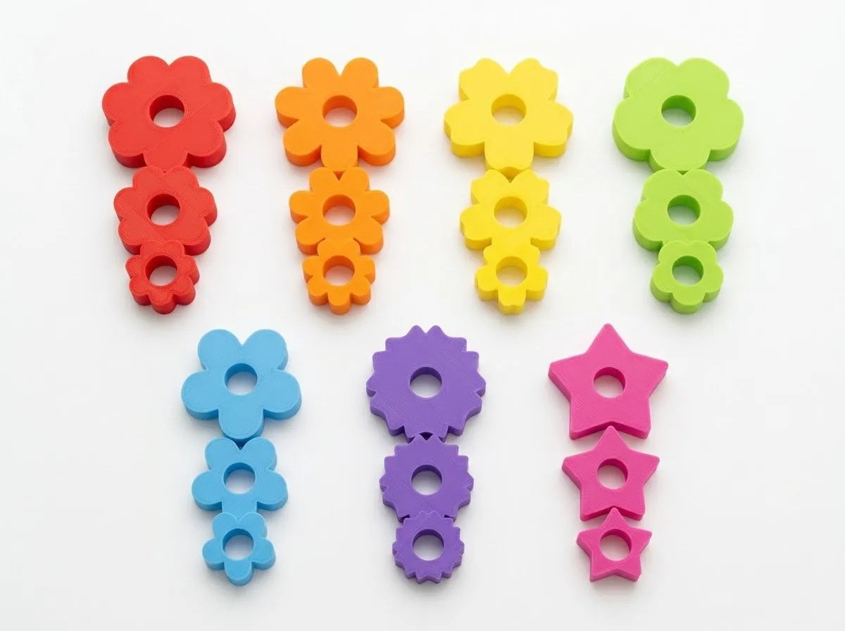 3D Baskı Saksıda Çiçek Puzzle Tahtası - Katmanlı Çiçek İnşa Etme ve Renk Eşleştirme Seti, Montessori Oyuncak