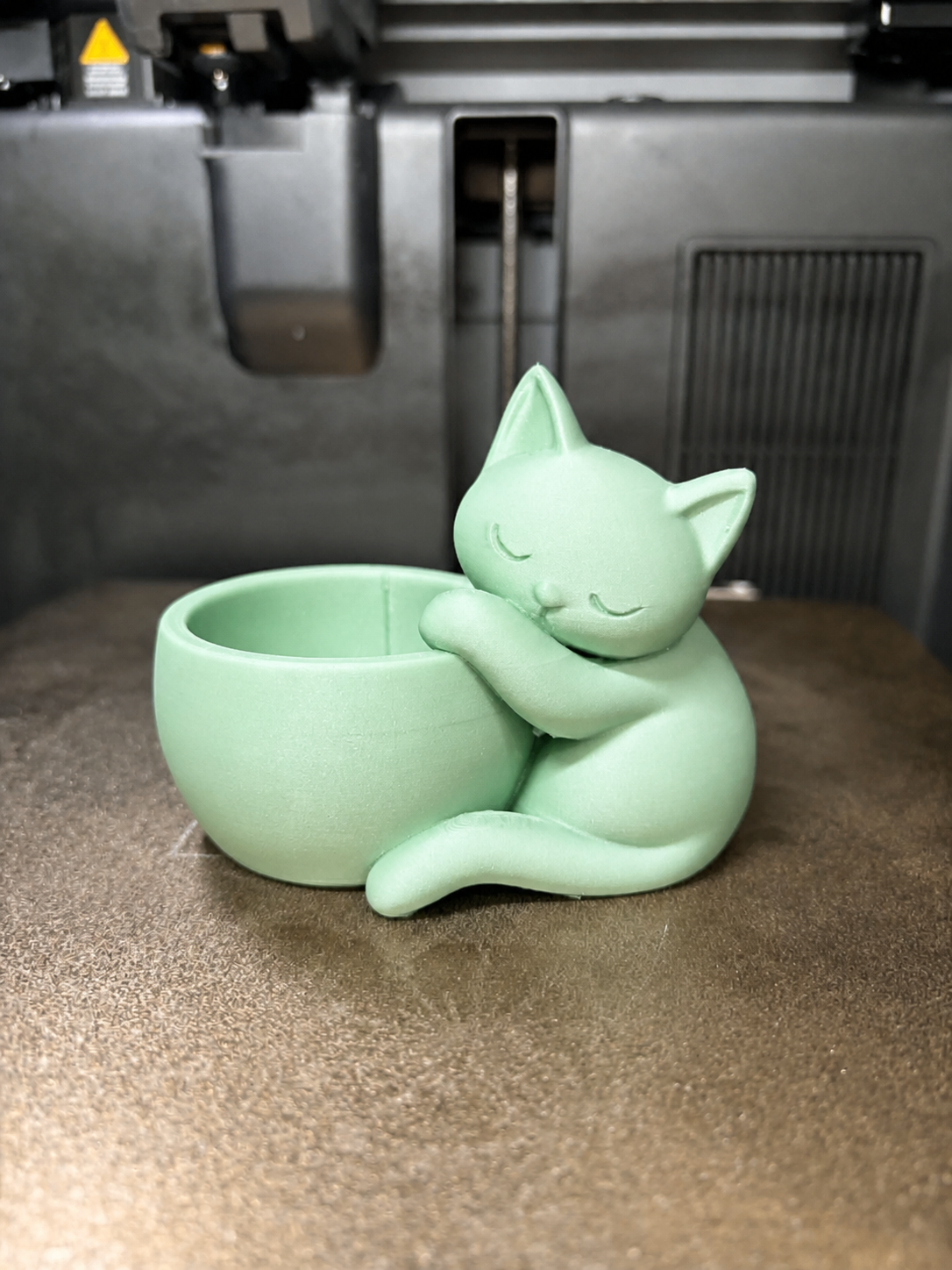 3D Baskı Sarılan Kedi Saksı - Sevimli Dekoratif Saksı - Mint