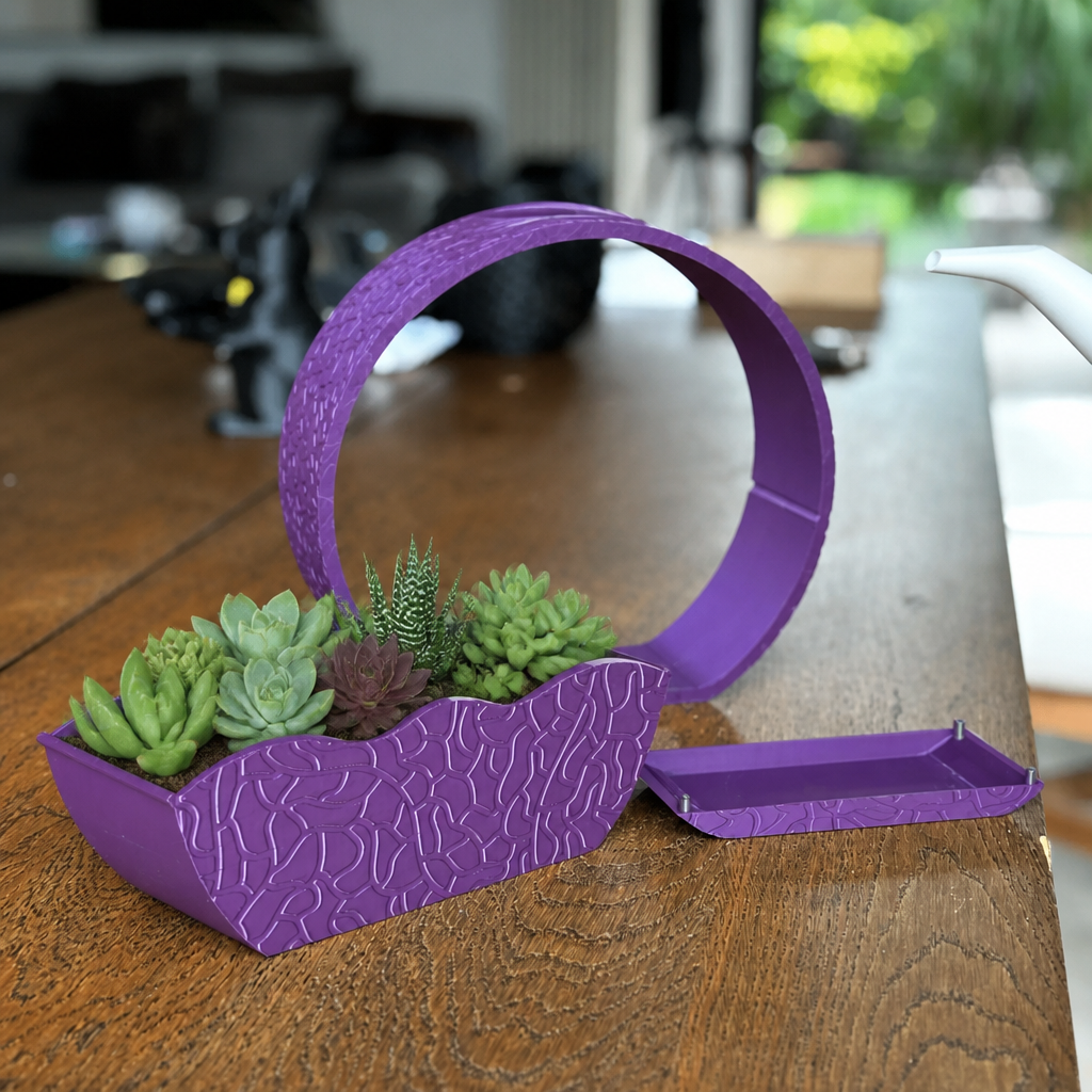 3D Baskı Self-Watering Planter - Kendi Kendini Sulayan Saksı-Mor