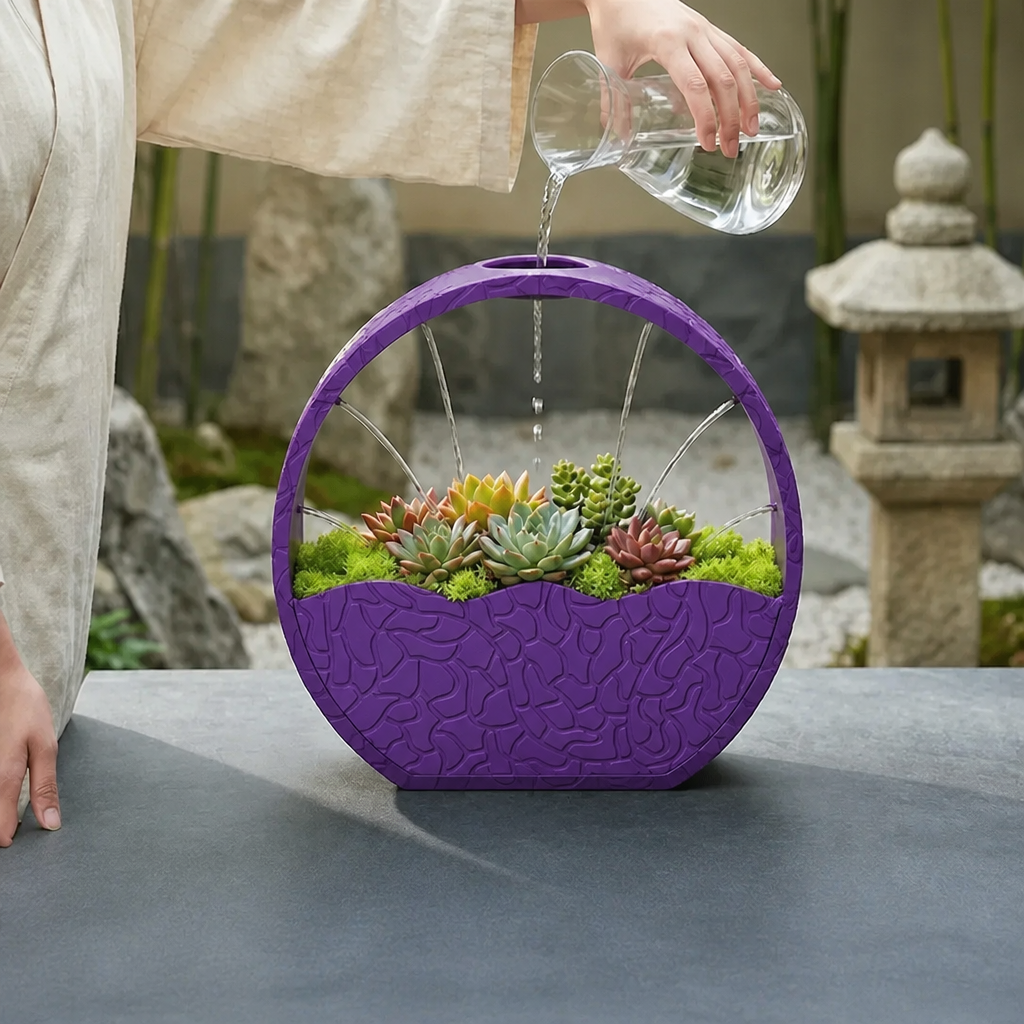 3D Baskı Self-Watering Planter - Kendi Kendini Sulayan Saksı-Mor