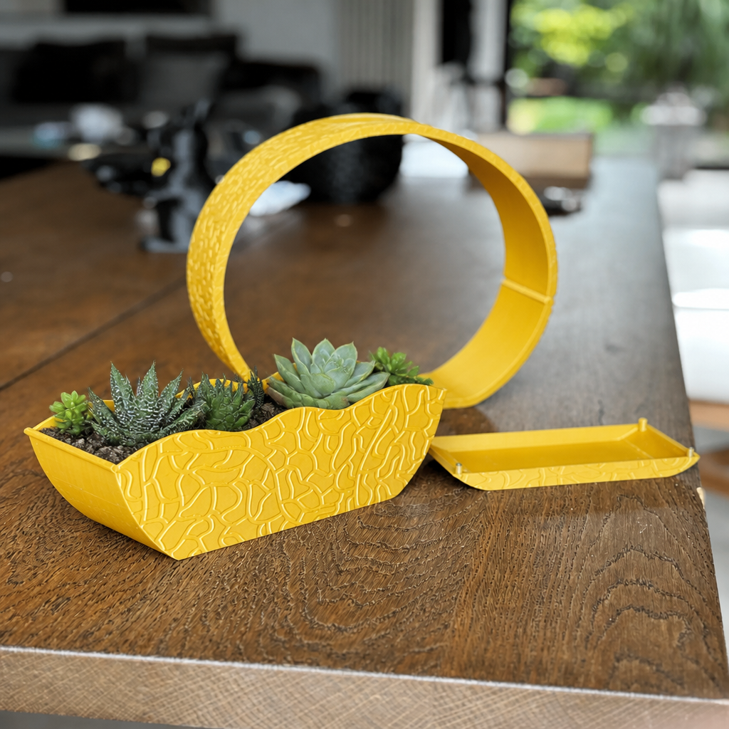 3D Baskı Self-Watering Planter - Kendi Kendini Sulayan Saksı-Sarı
