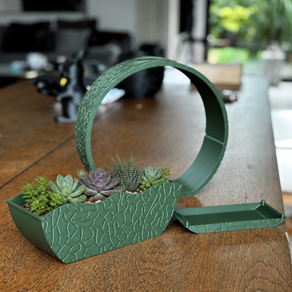 3D Baskı Self-Watering Planter - Kendi Kendini Sulayan Saksı-Yeşil