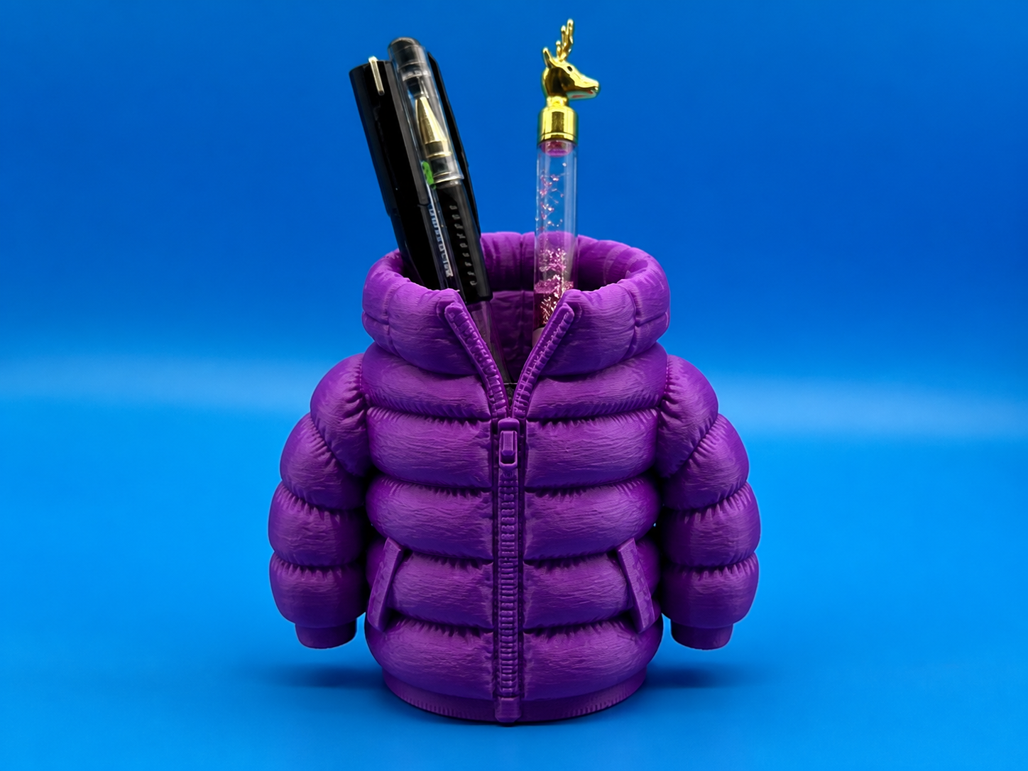3D Baskı Şişme Mont Kalemlik - Masaüstü Organizer-Mor