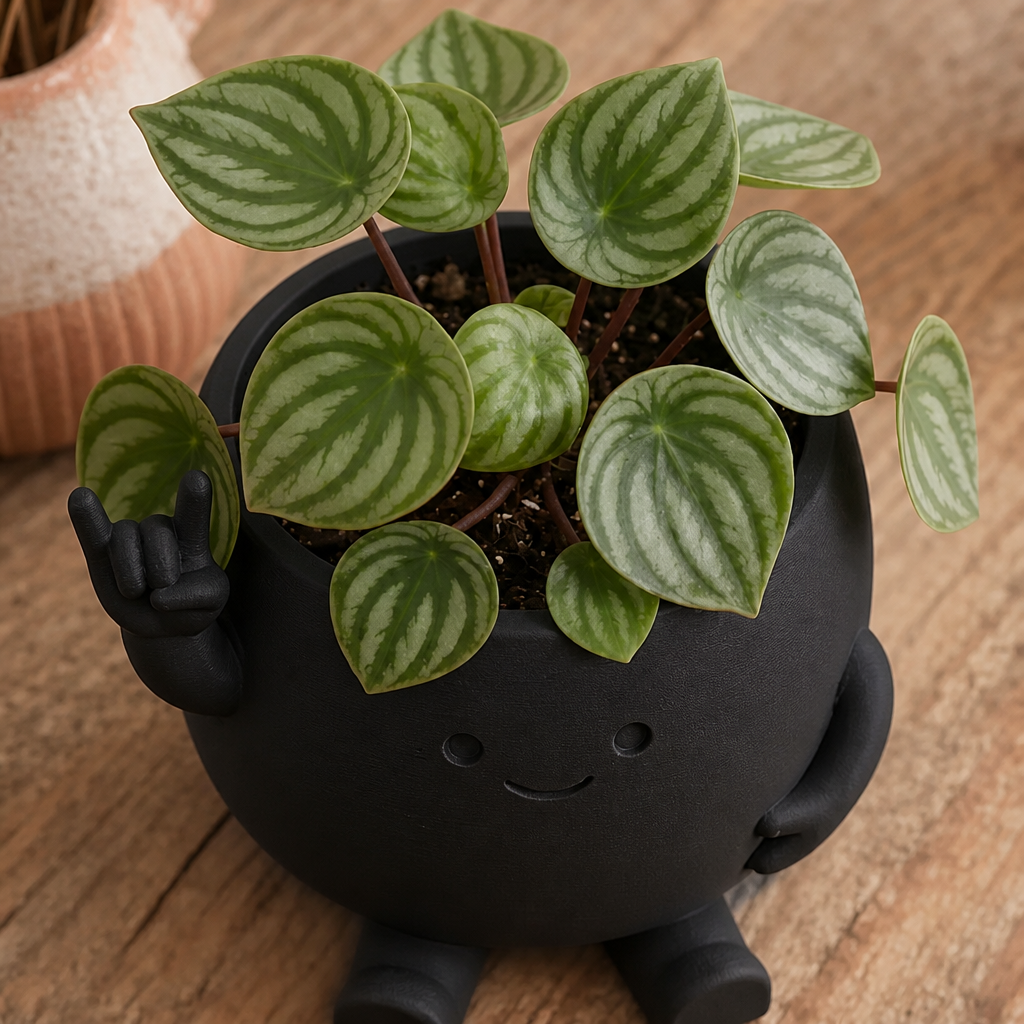 3D Baskı Smiley Face Planter - Gülümseyen Karakterli Saksı-Siyah