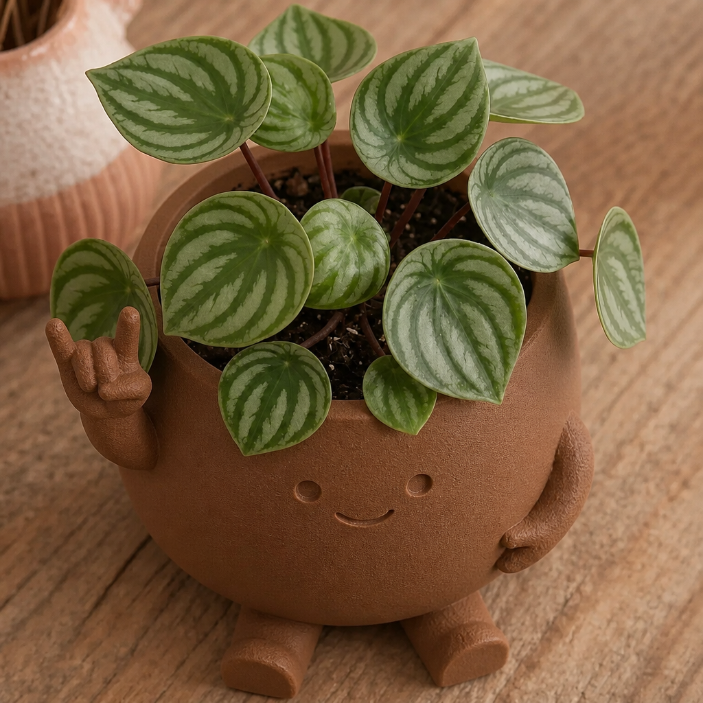 3D Baskı Smiley Face Planter - Gülümseyen Karakterli Saksı-Kahverengi