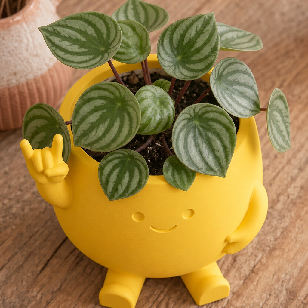 3D Baskı Smiley Face Planter - Gülümseyen Karakterli Saksı-Sarı