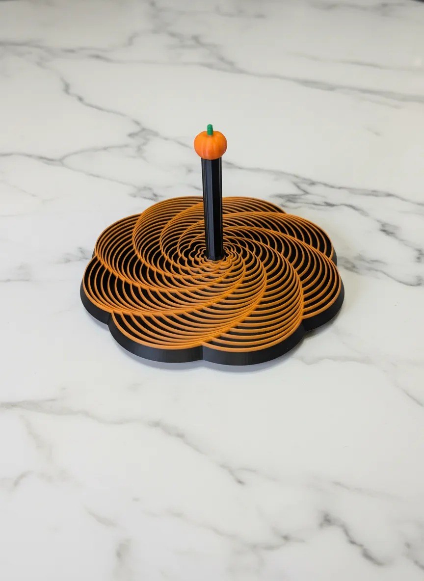 3D Baskı Spiral Halkalı Balkabağı Dekoratif Obje Dönen Kinetik Masa Aksesuarı Sonbahar Turuncu Siyah