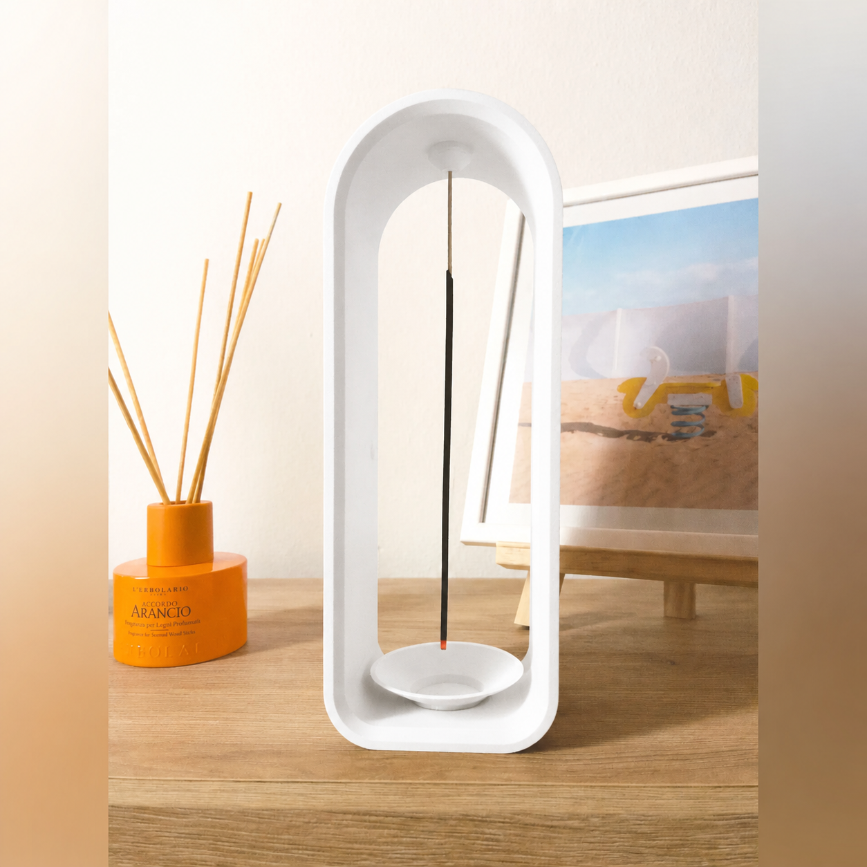 3D Baskı The Shrine Tütsülük - Modern Kemer Formlu Tütsü Tutucu-Beyaz