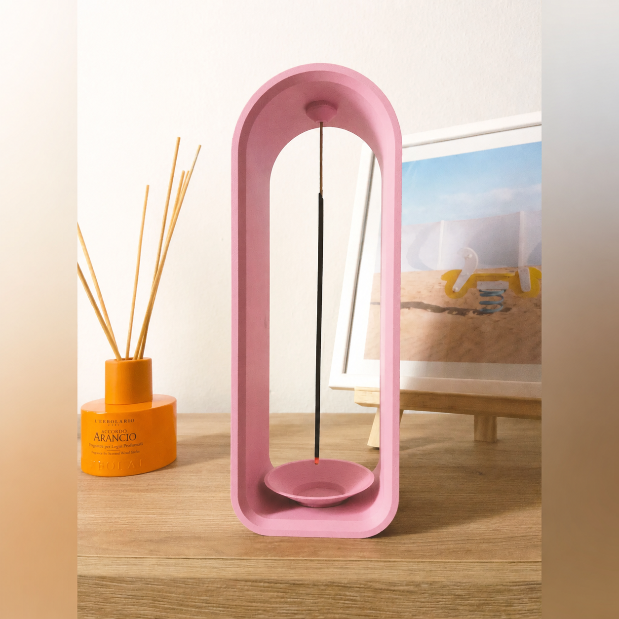 3D Baskı The Shrine Tütsülük - Modern Kemer Formlu Tütsü Tutucu-Pembe