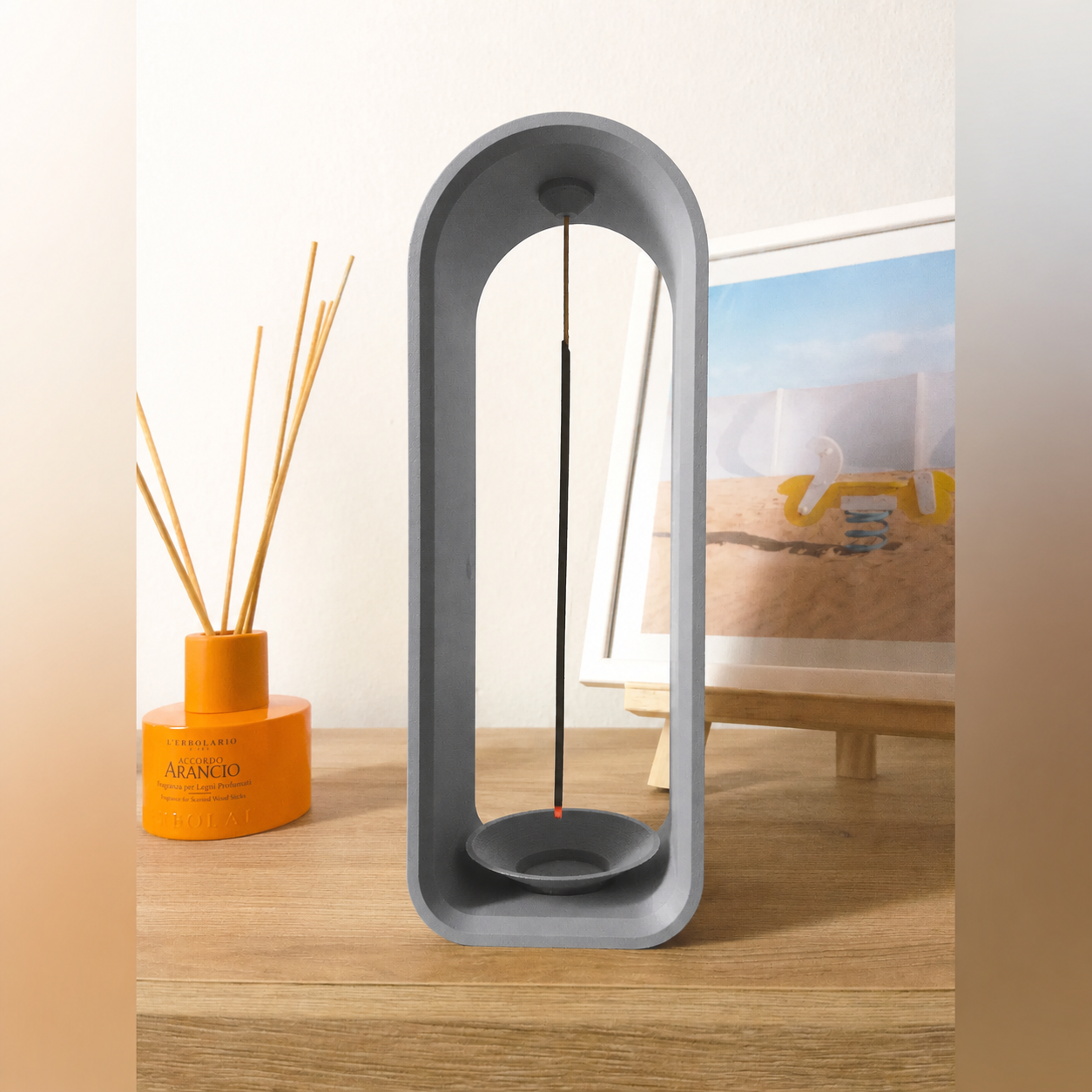 3D Baskı The Shrine Tütsülük - Modern Kemer Formlu Tütsü Tutucu-Gri