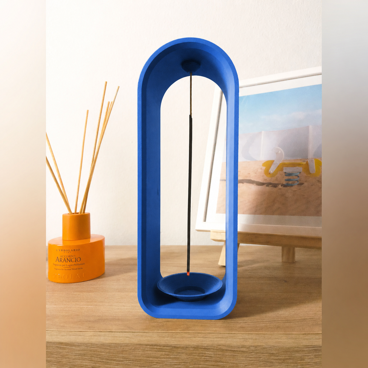 3D Baskı The Shrine Tütsülük - Modern Kemer Formlu Tütsü Tutucu-Mavi