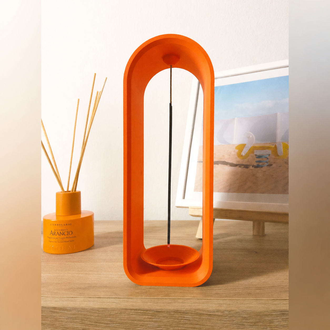 3D Baskı The Shrine Tütsülük - Modern Kemer Formlu Tütsü Tutucu-Turuncu