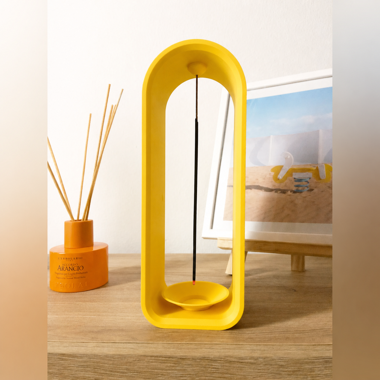 3D Baskı The Shrine Tütsülük - Modern Kemer Formlu Tütsü Tutucu-Sarı