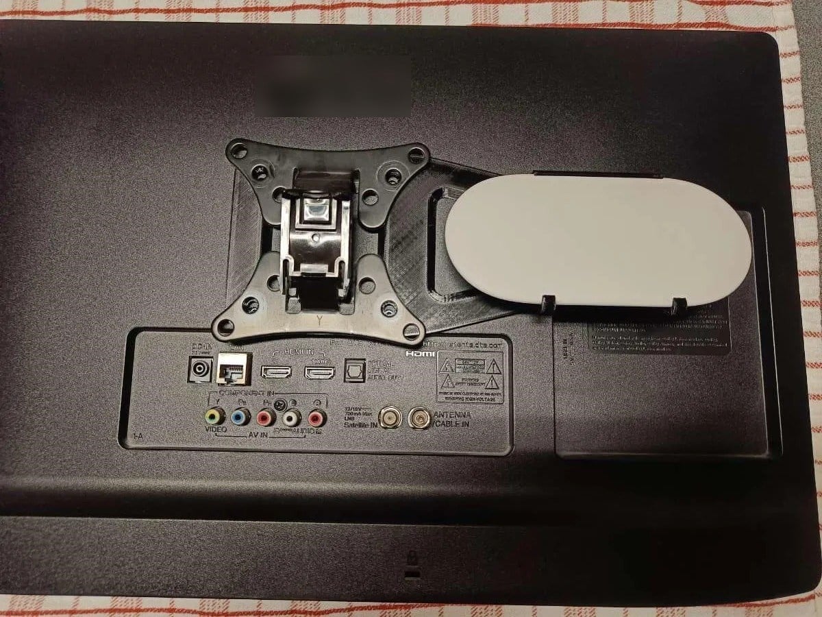 3D Baskı TV Arkası 75x75 VESA Deliğine Monte Medya Oynatıcı Tutucu Braket Kolay Montaj Siyah