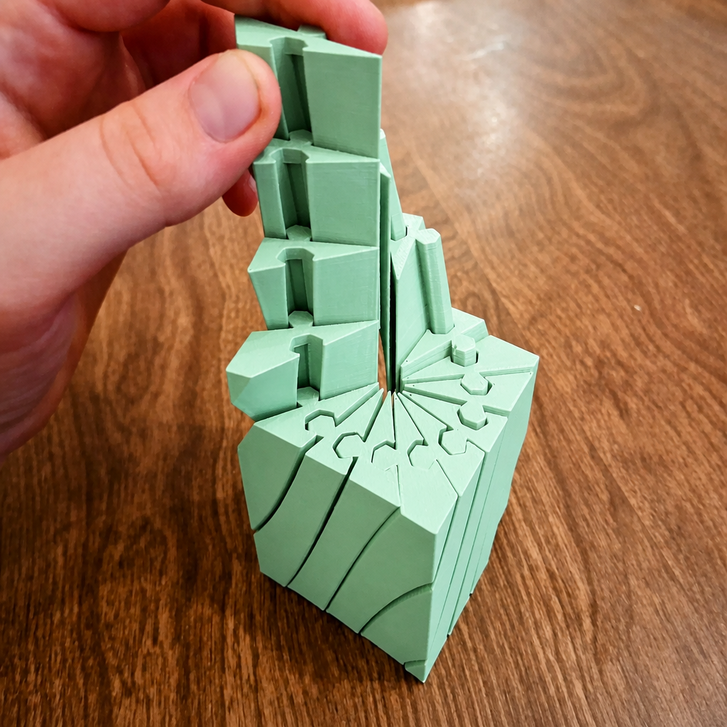 3D Baskı Twisting Küp - Mekanik Dönen Bulmaca Küpü-Mint
