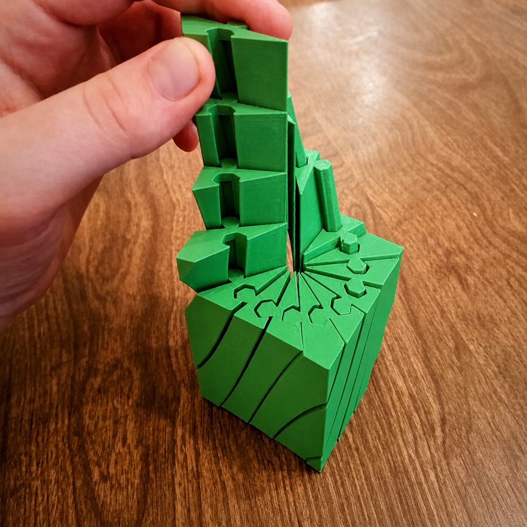 3D Baskı Twisting Küp - Mekanik Dönen Bulmaca Küpü-Yeşil