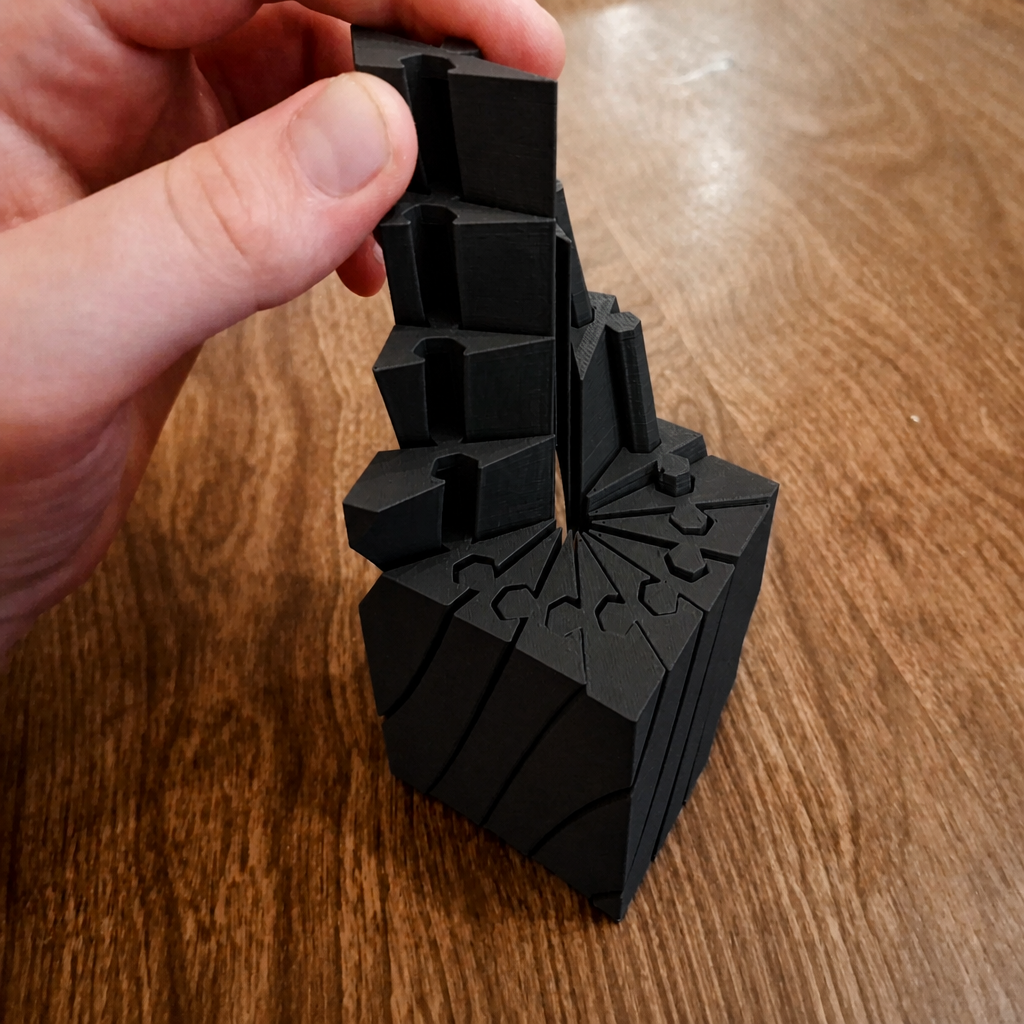 3D Baskı Twisting Küp - Mekanik Dönen Bulmaca Küpü-Siyah