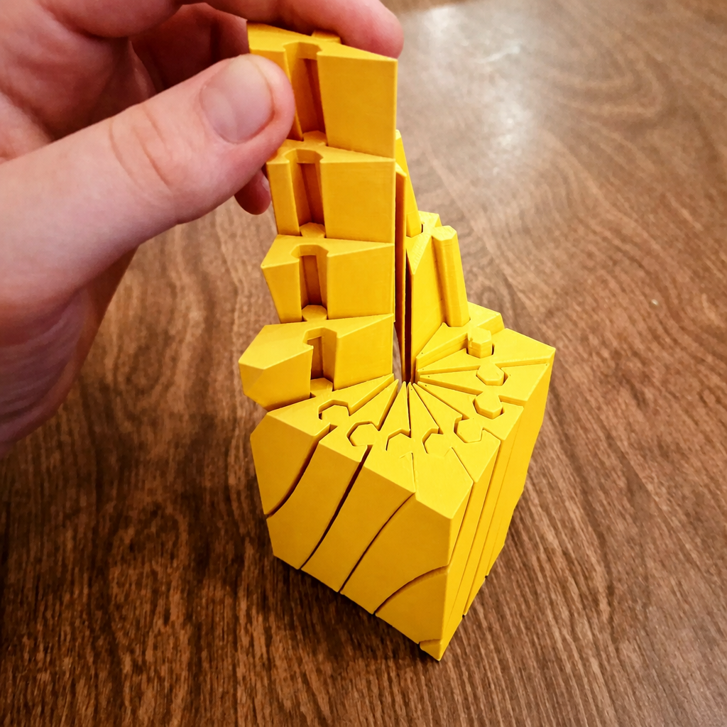 3D Baskı Twisting Küp - Mekanik Dönen Bulmaca Küpü-Sarı