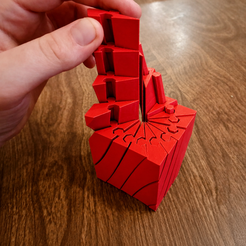 3D Baskı Twisting Küp - Mekanik Dönen Bulmaca Küpü-Kırmızı