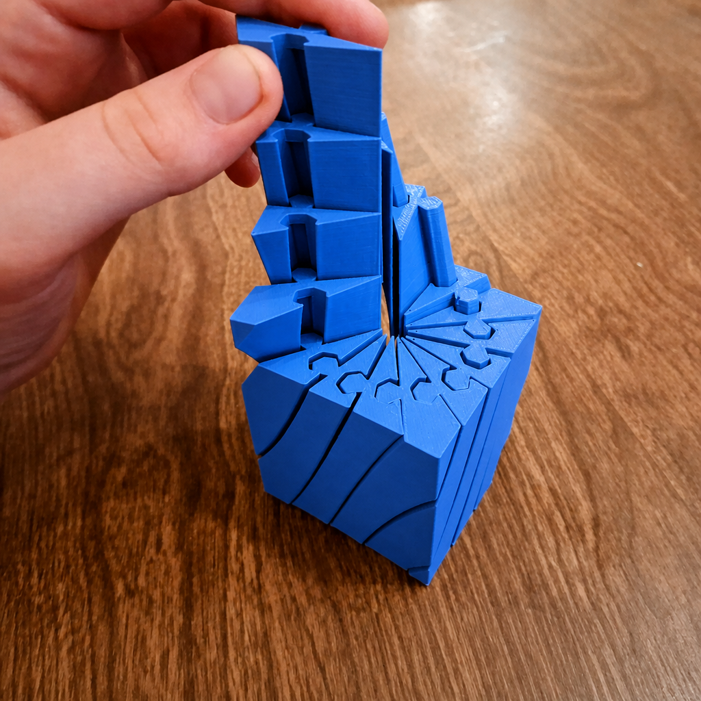 3D Baskı Twisting Küp - Mekanik Dönen Bulmaca Küpü-Mavi