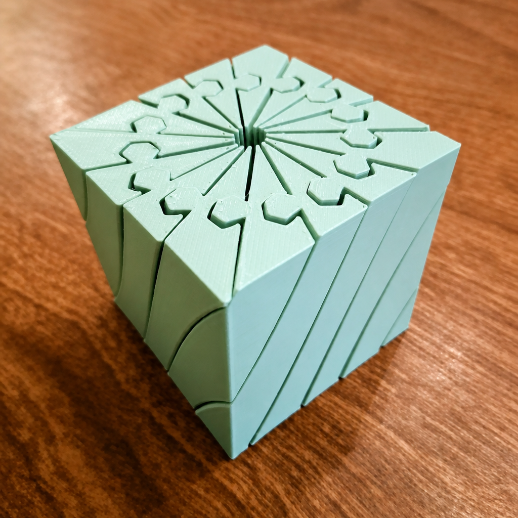 3D Baskı Twisting Küp - Mekanik Dönen Bulmaca Küpü-Mint