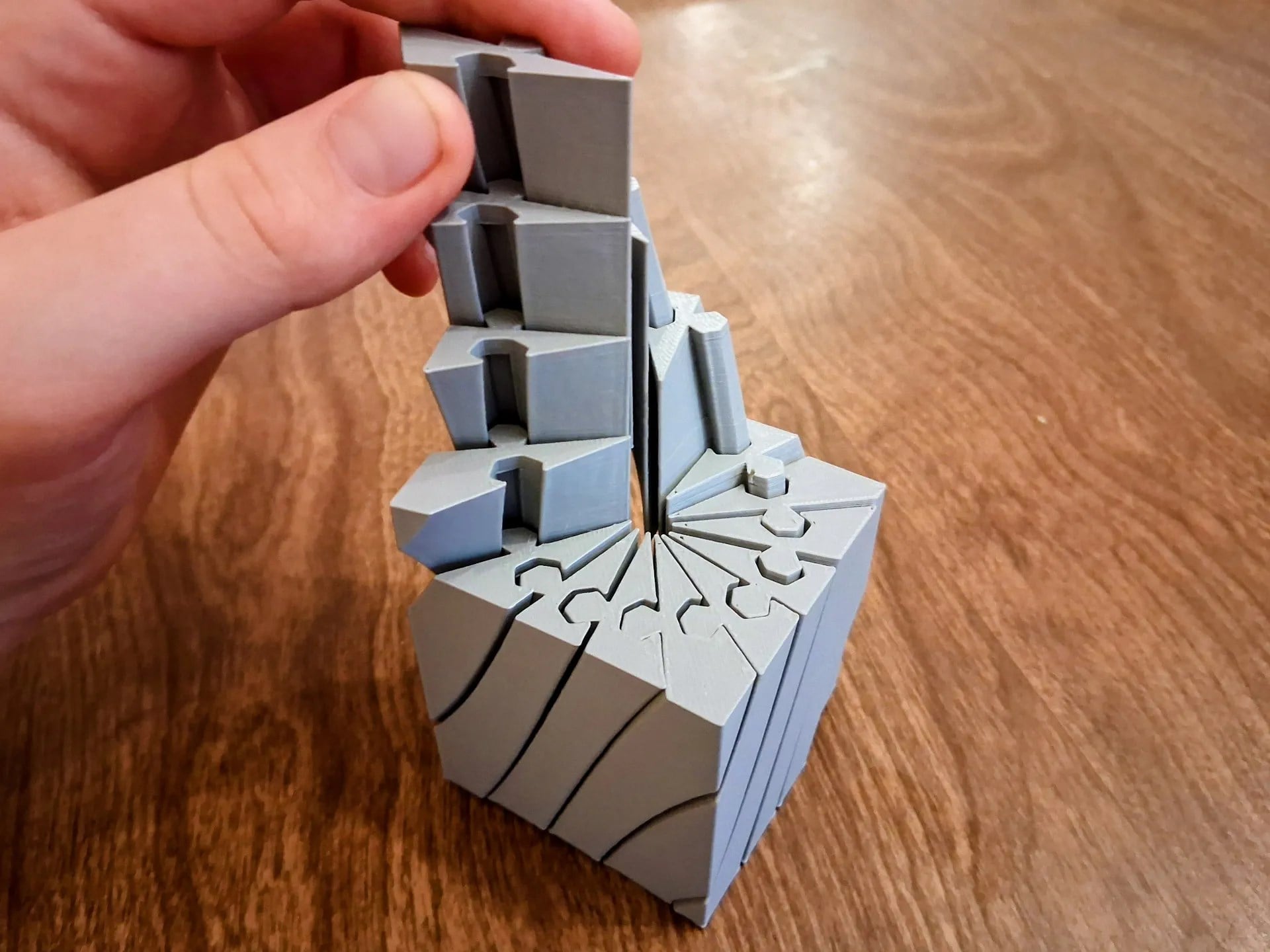 3D Baskı Twisting Küp - Mekanik Dönen Bulmaca Küpü-Gri