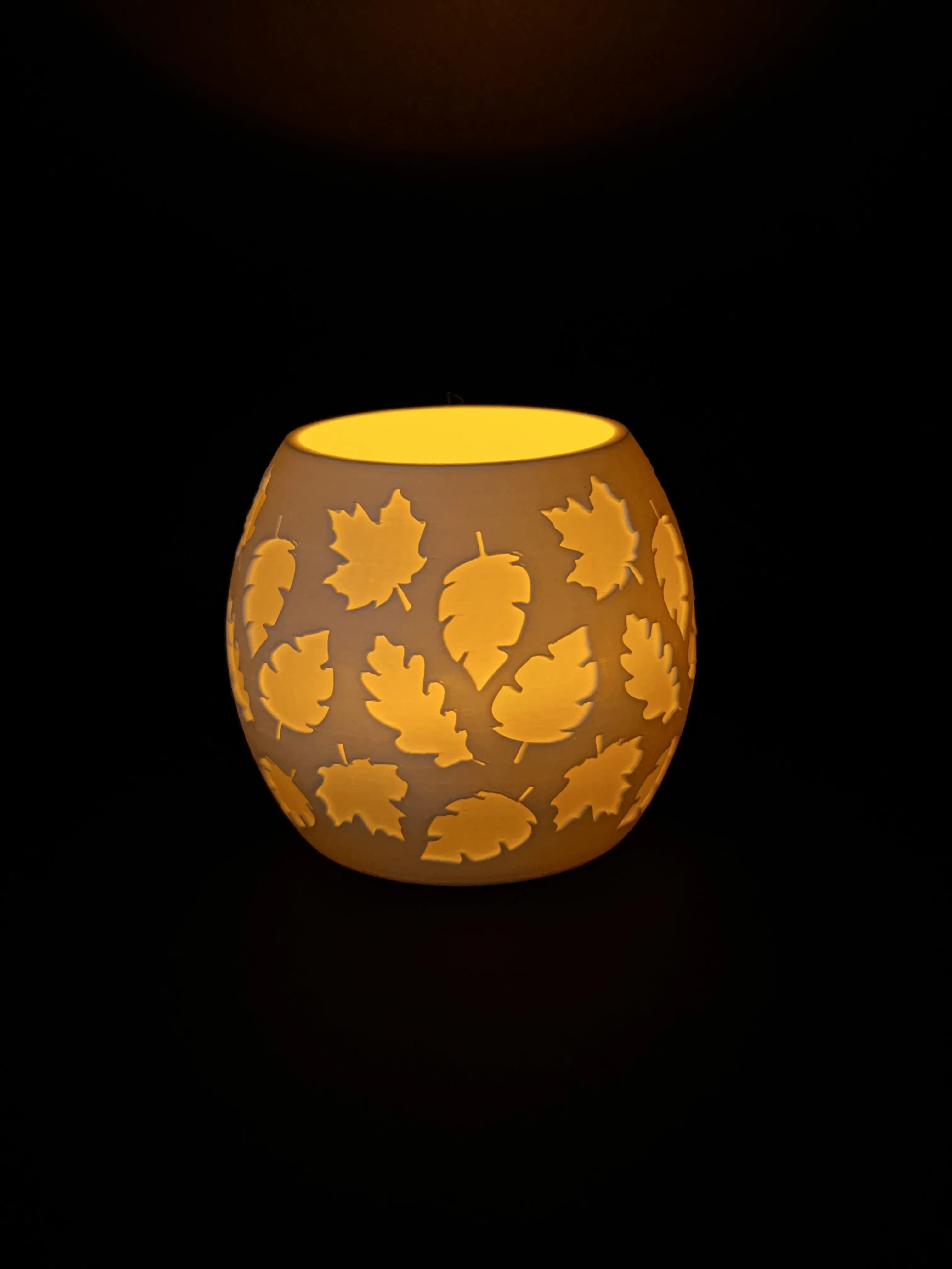 3D Baskı Yaprak Desenli Tealight Mumluk Sonbahar Yaprakları Kabartmalı Dekoratif Şamdan Masa Süsü