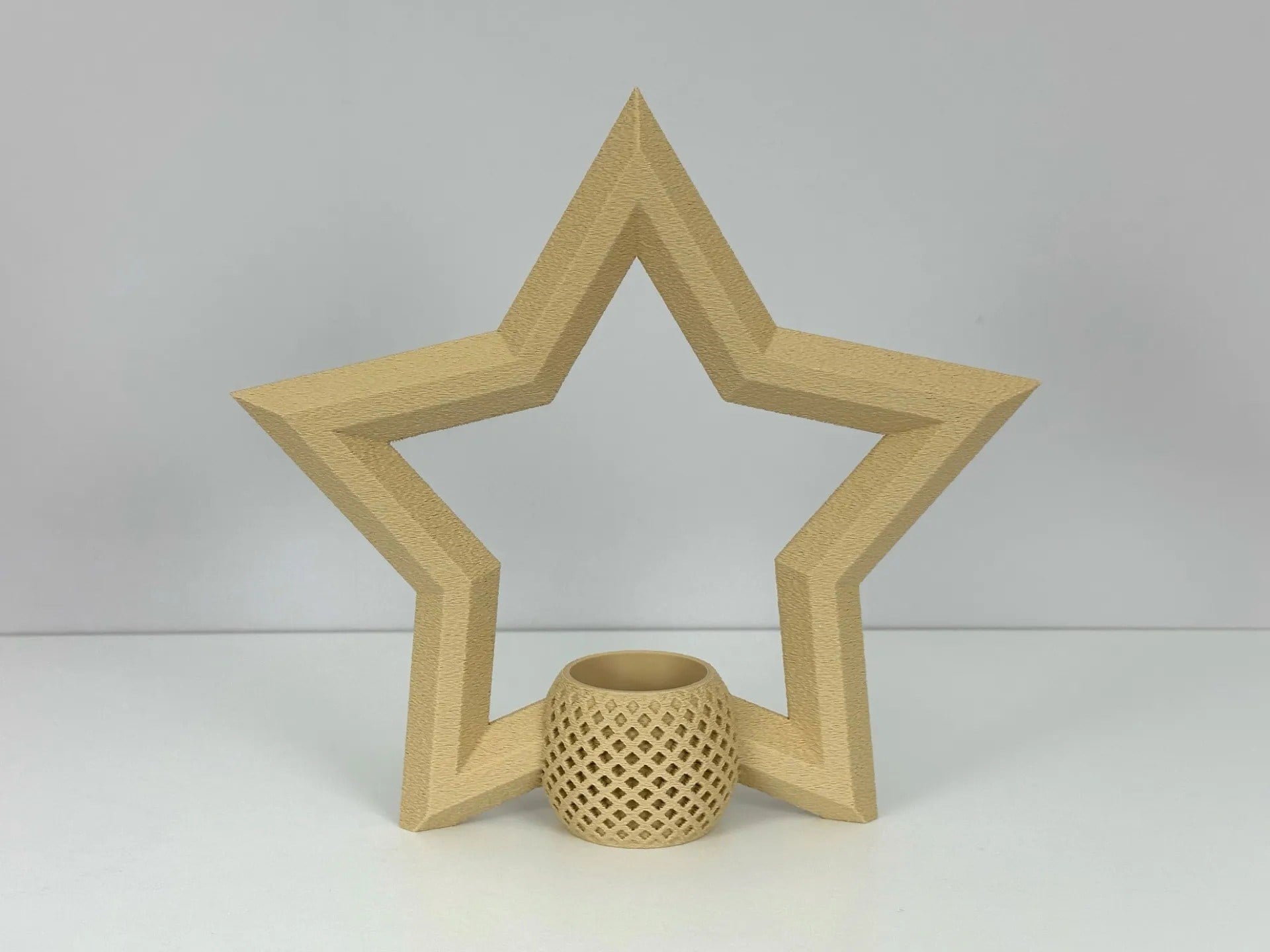 3D Baskı Yıldız Tealight Mumluk 18 cm Ayrı Mum Hazneli Dekoratif Yıldız Şamdan Yeni Yıl Masa Süsü