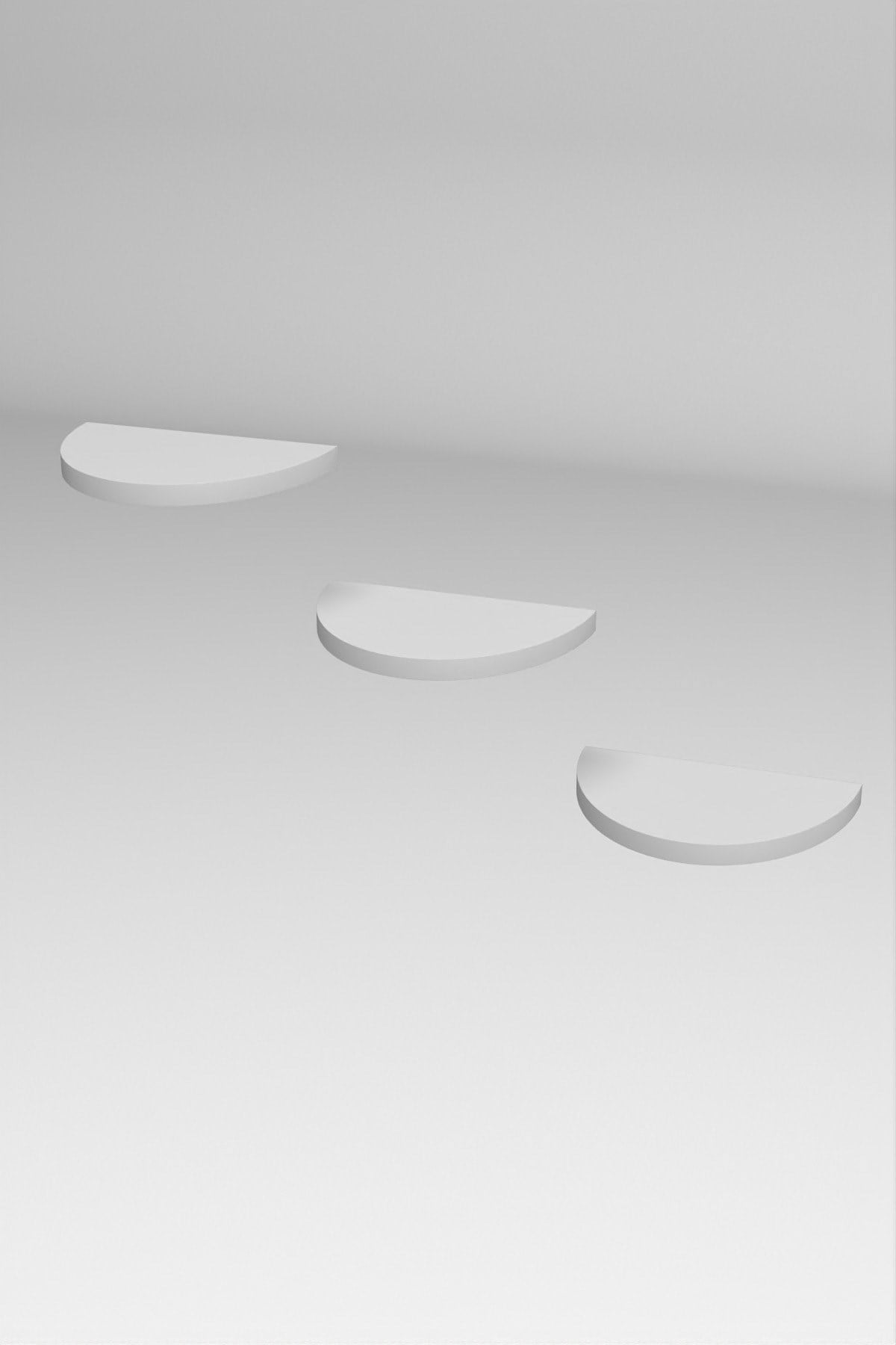 3'lu Oval Duvar Rafı Beyaz 115 cm