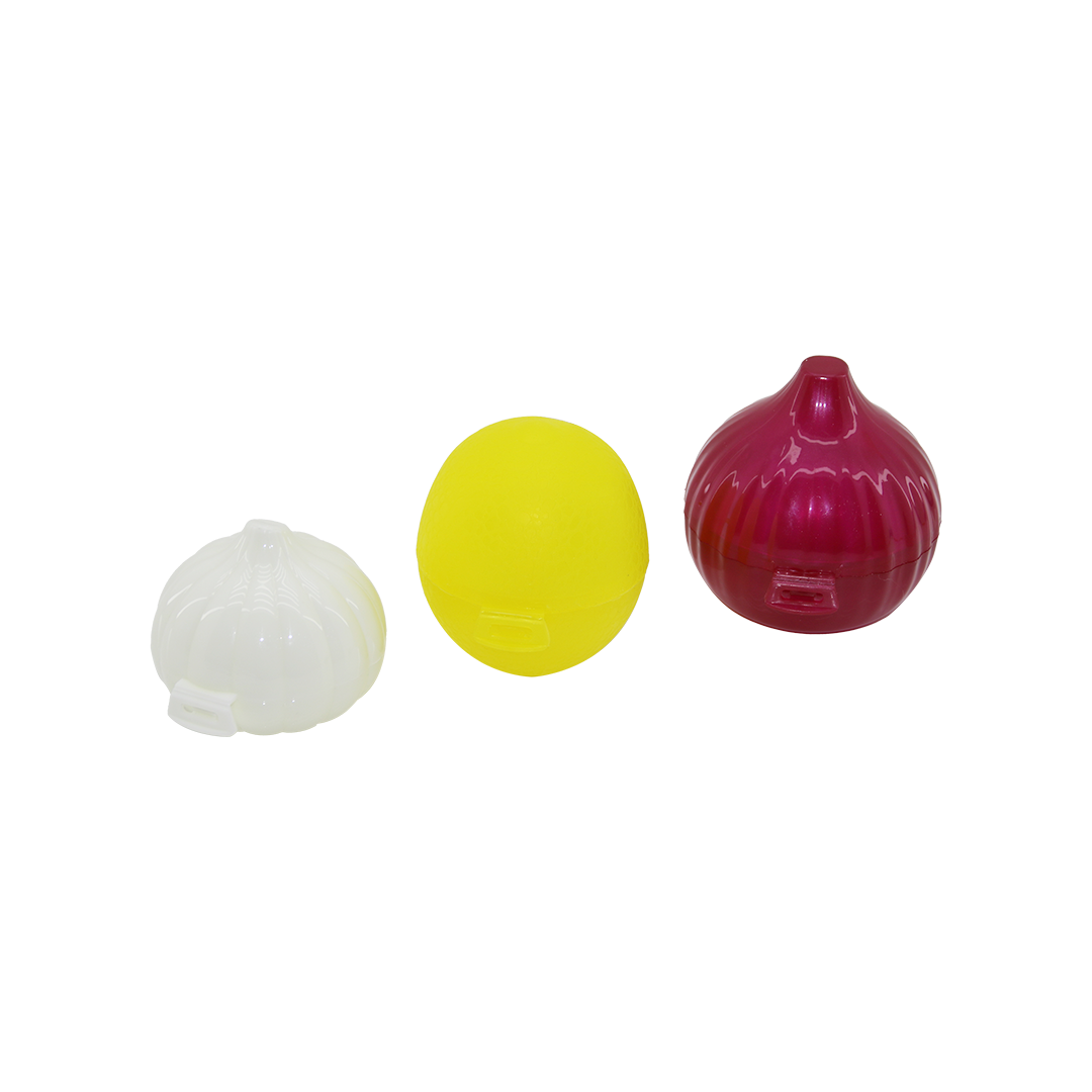 3lü Renkli Plastik Saklama Kutusu - Limon, Soğan, Sarımsak