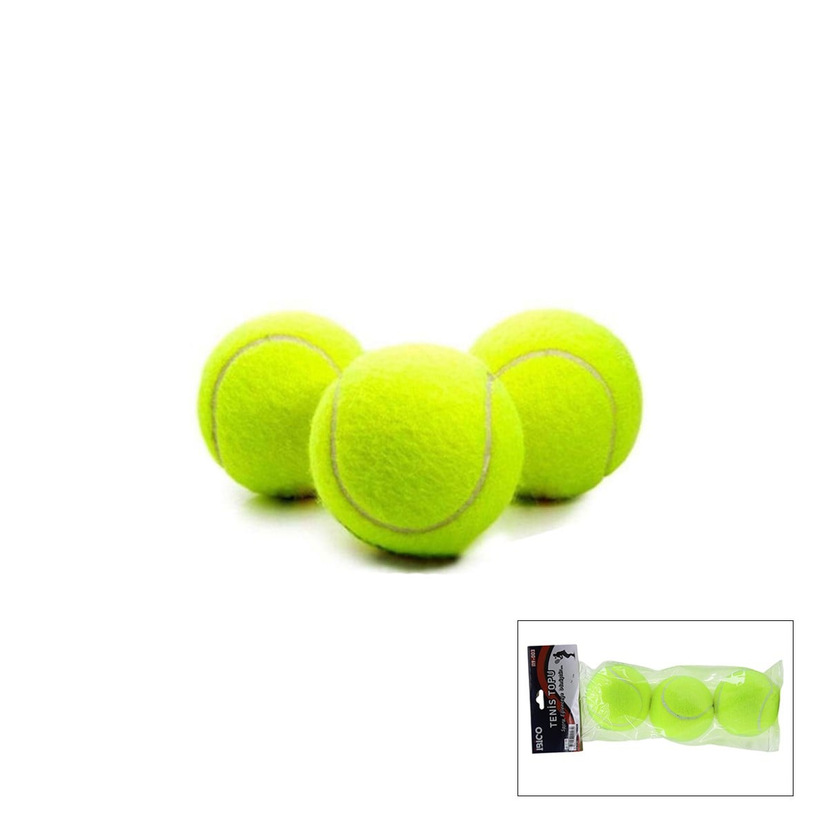 3lü Tenis Kort Topu - Poşetli Kartela Ambalaj