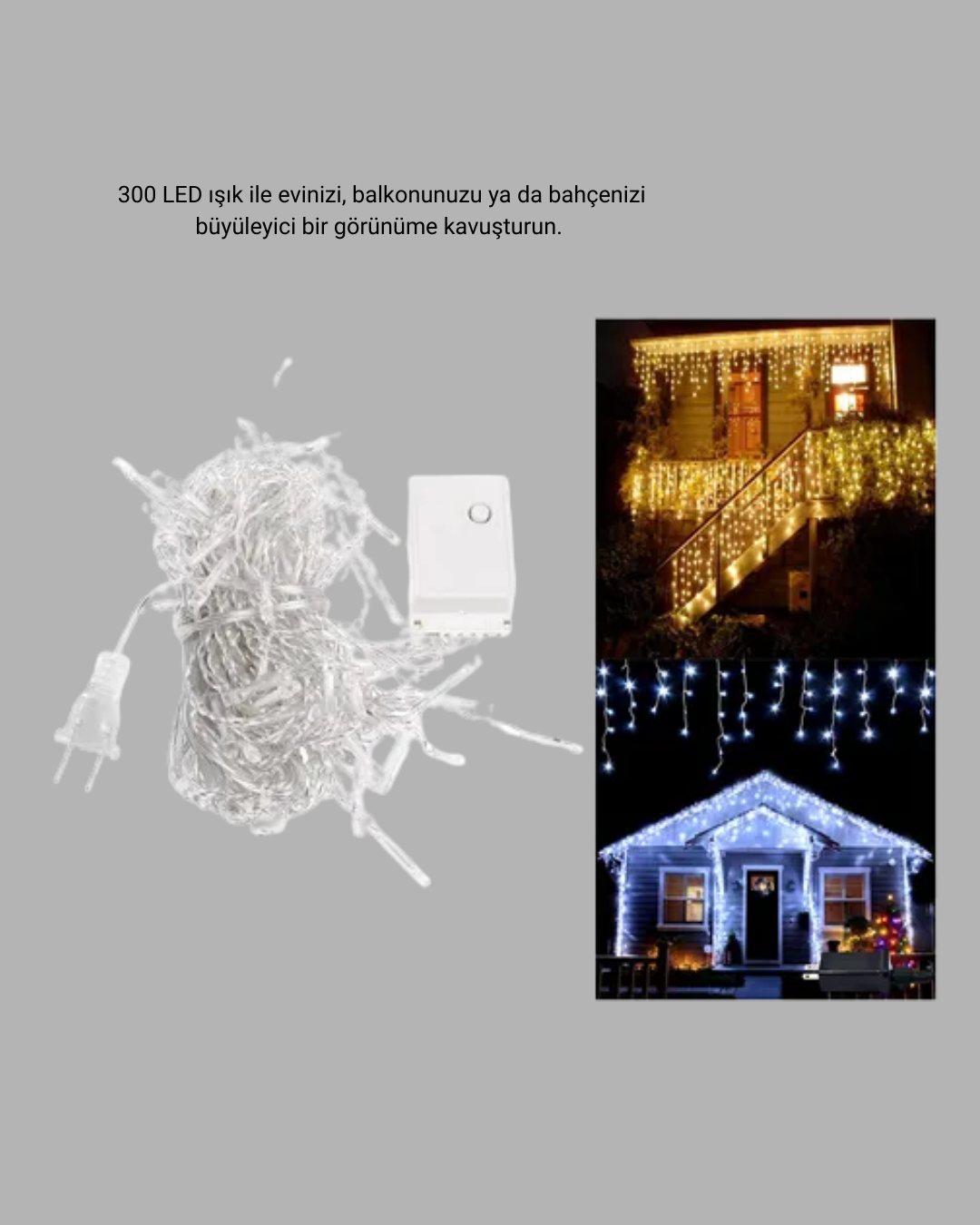3x3 Metre Perde LED Işık Sıcak  Şelale Tasarım Dekoratif Aydınlatma