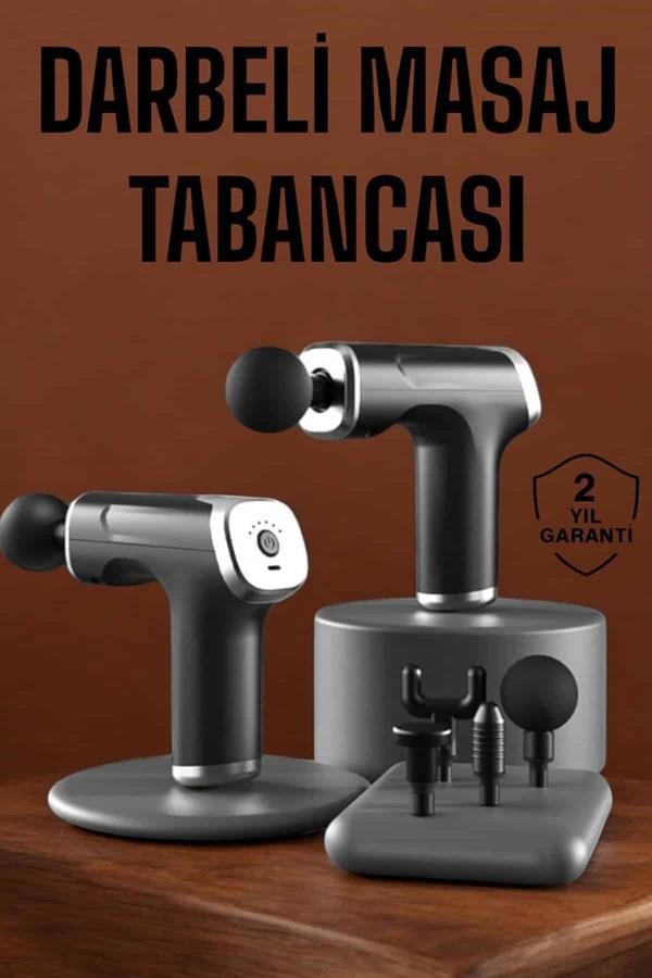 4 Başlıklı Darbeli Şarjlı Masaj Aleti Tabancası Kablosuz