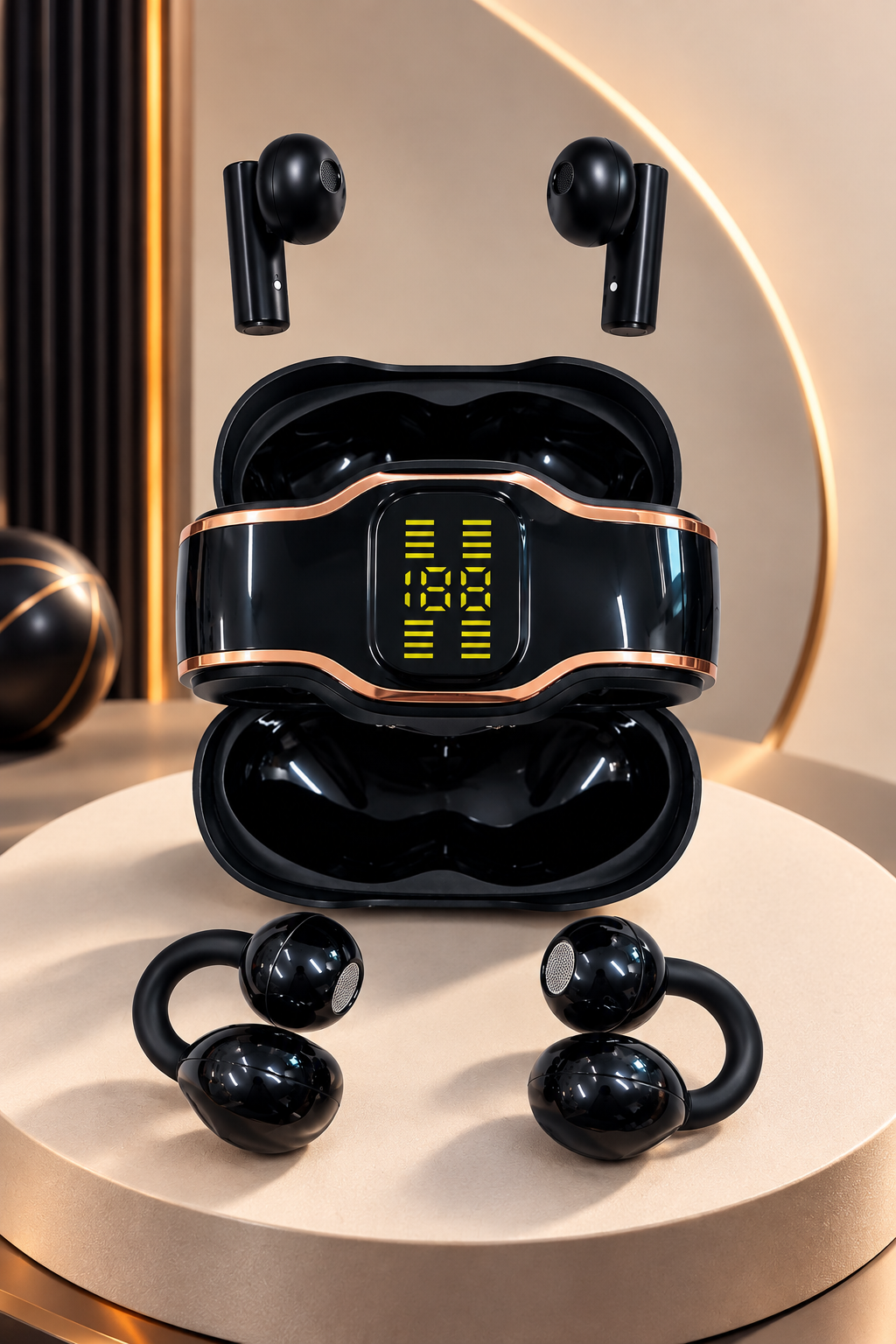 4 Kulaklıklı Bluetooth Kulaklık Seti TWS ANC Gürültü Azaltma 6 Mikrofon Kablosuz Şarj Dijital Ekranlı Kutu