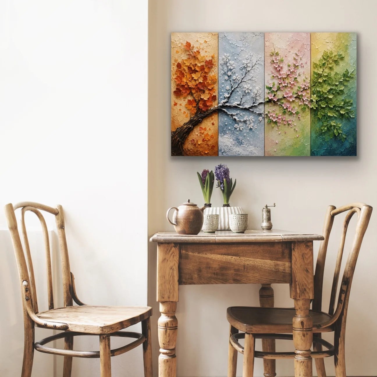 4 Mevsim Ağaç Kanvas Tablo 40X60 CM