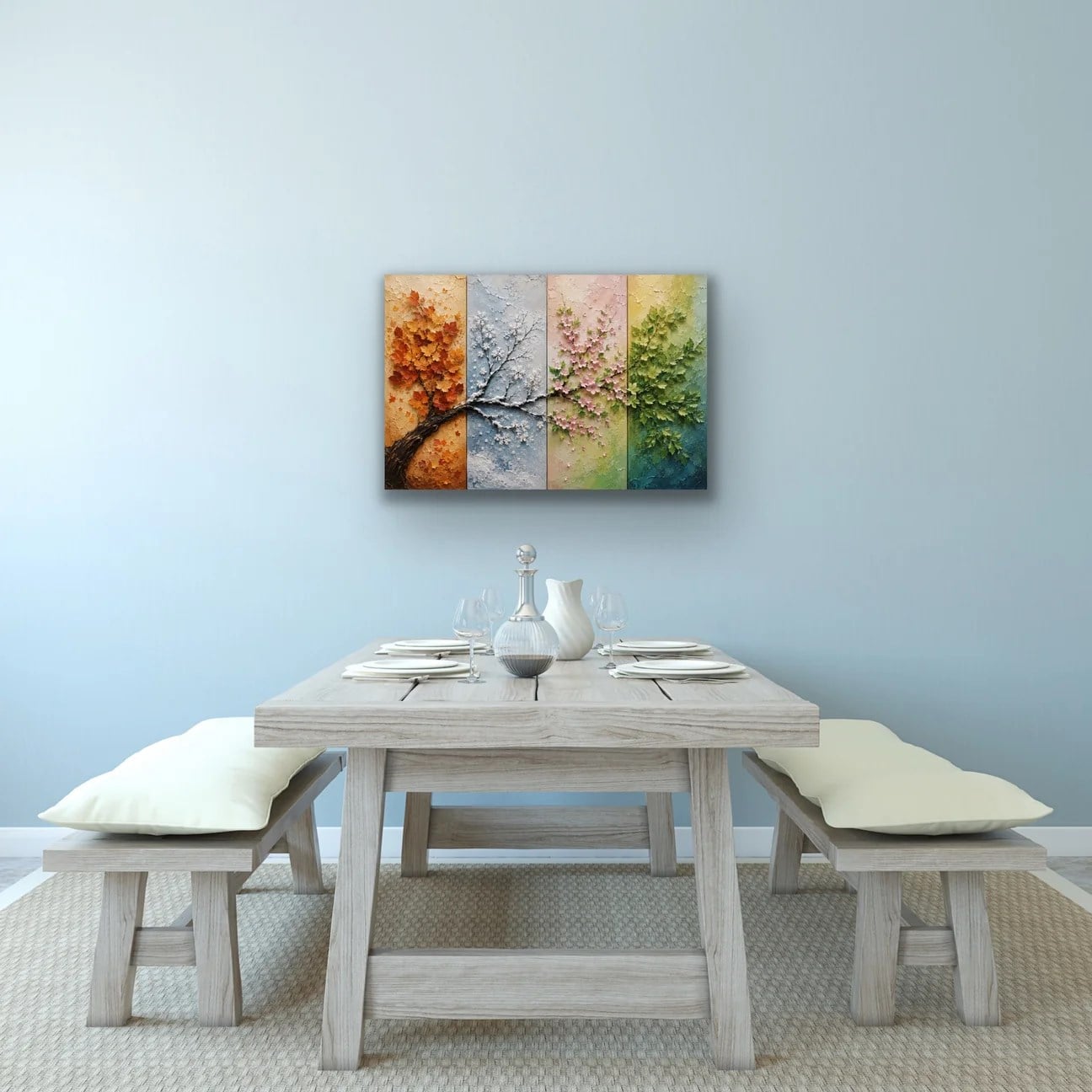 4 Mevsim Ağaç Kanvas Tablo 60X90 CM