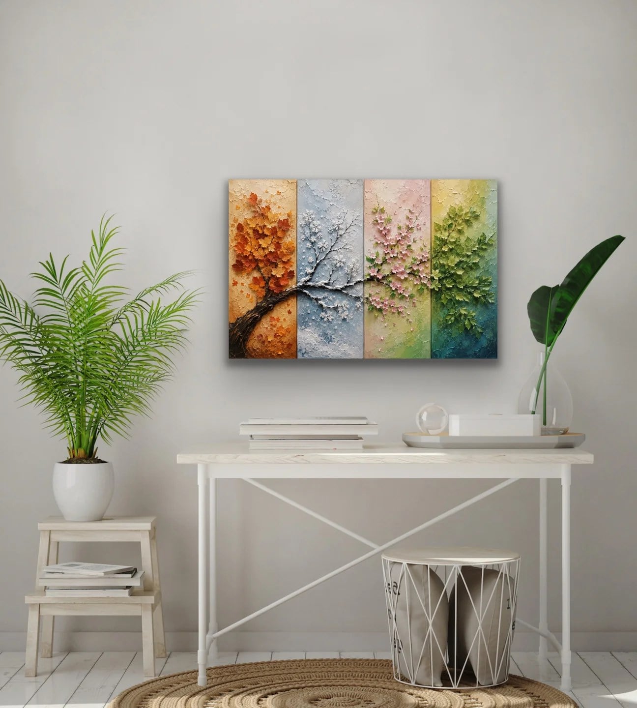 4 Mevsim Ağaç Kanvas Tablo 60X90 CM