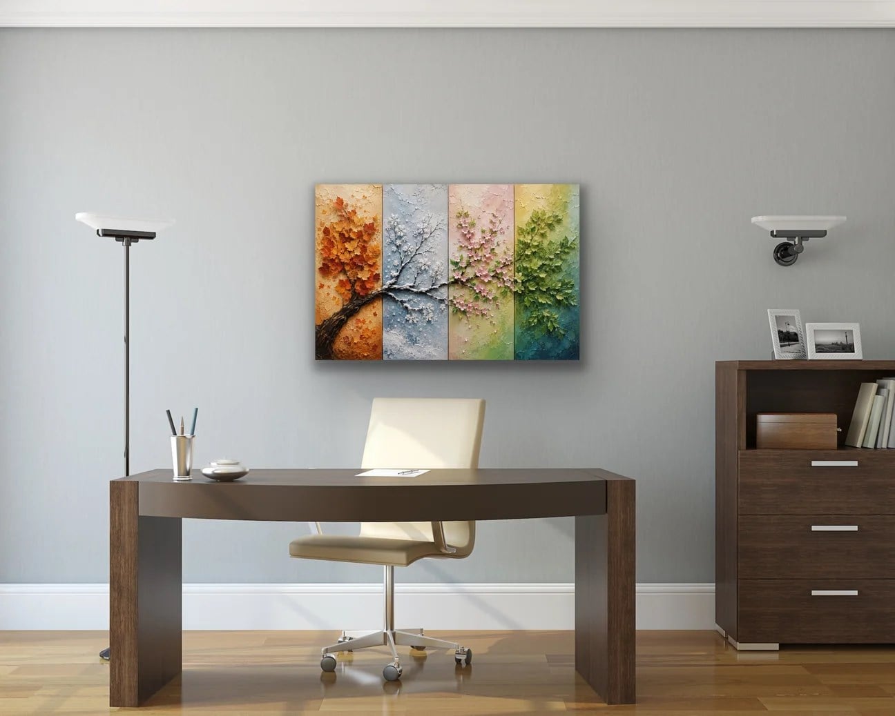 4 Mevsim Ağaç Kanvas Tablo 60X90 CM