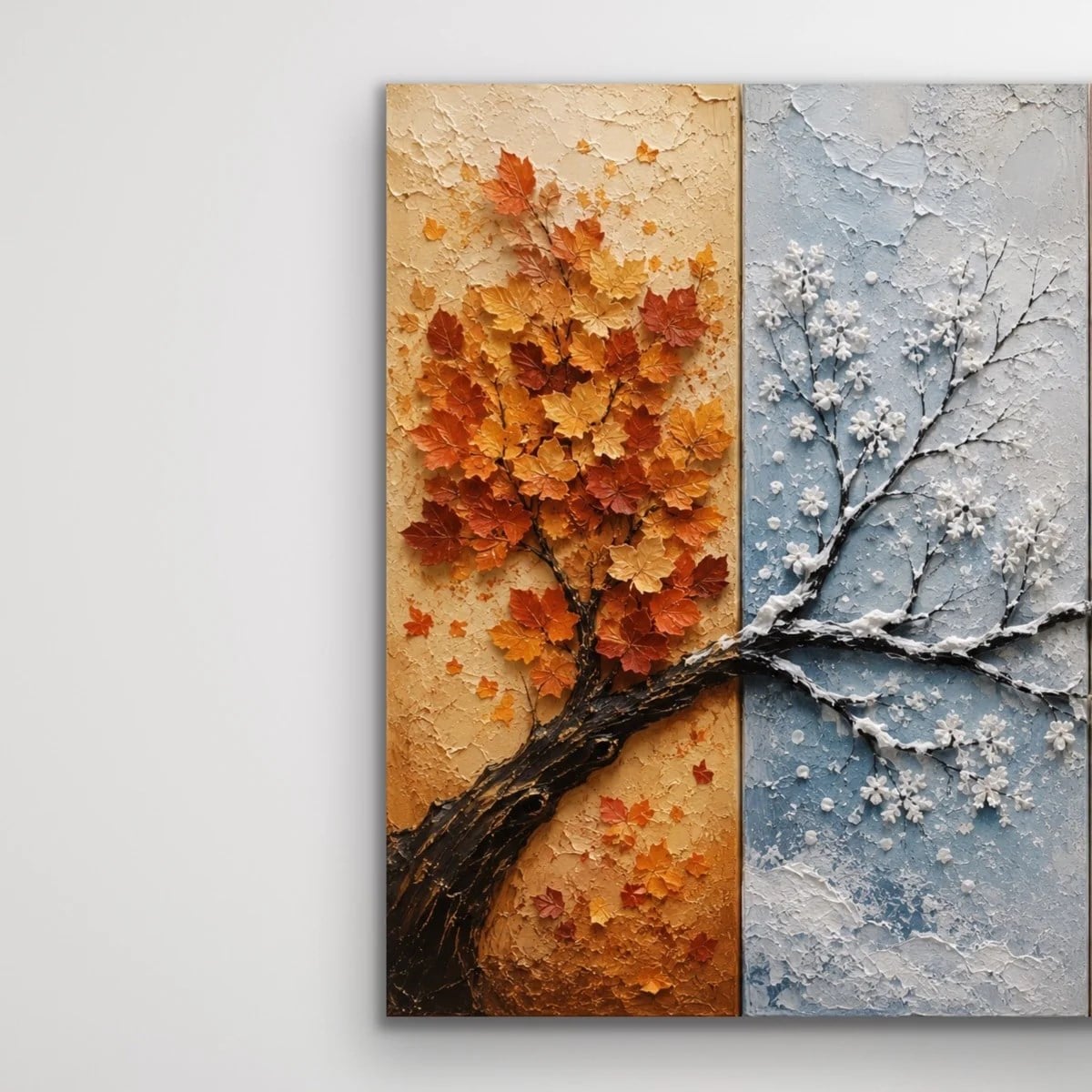 4 Mevsim Ağaç Kanvas Tablo 60X90 CM