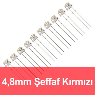 4.8mm Şeffaf Kırmızı Mantar LED